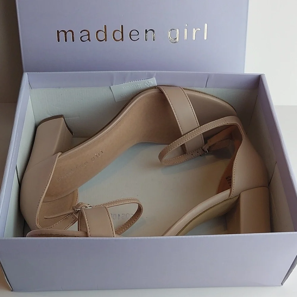 Madden girl beella blush Heel Ankle strap sandals women's size 10‎ M